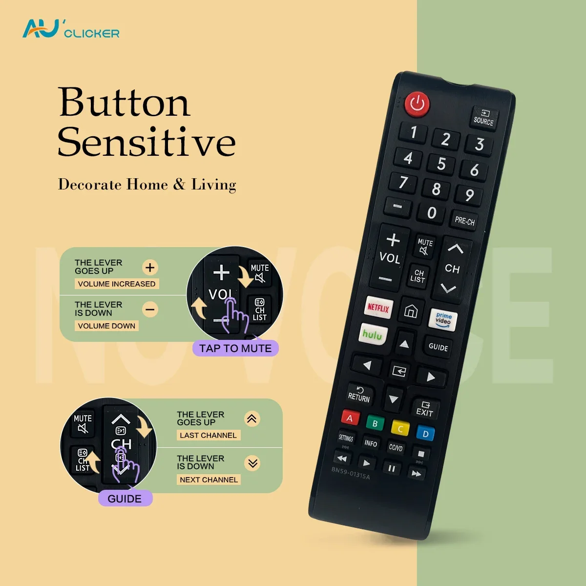 BN59-01315A replacement remote control for Samsung smart TV UN43RU7100 UN43RU7200 UN43RU710D UN50RU7100 UN50RU7200 UN50RU710D