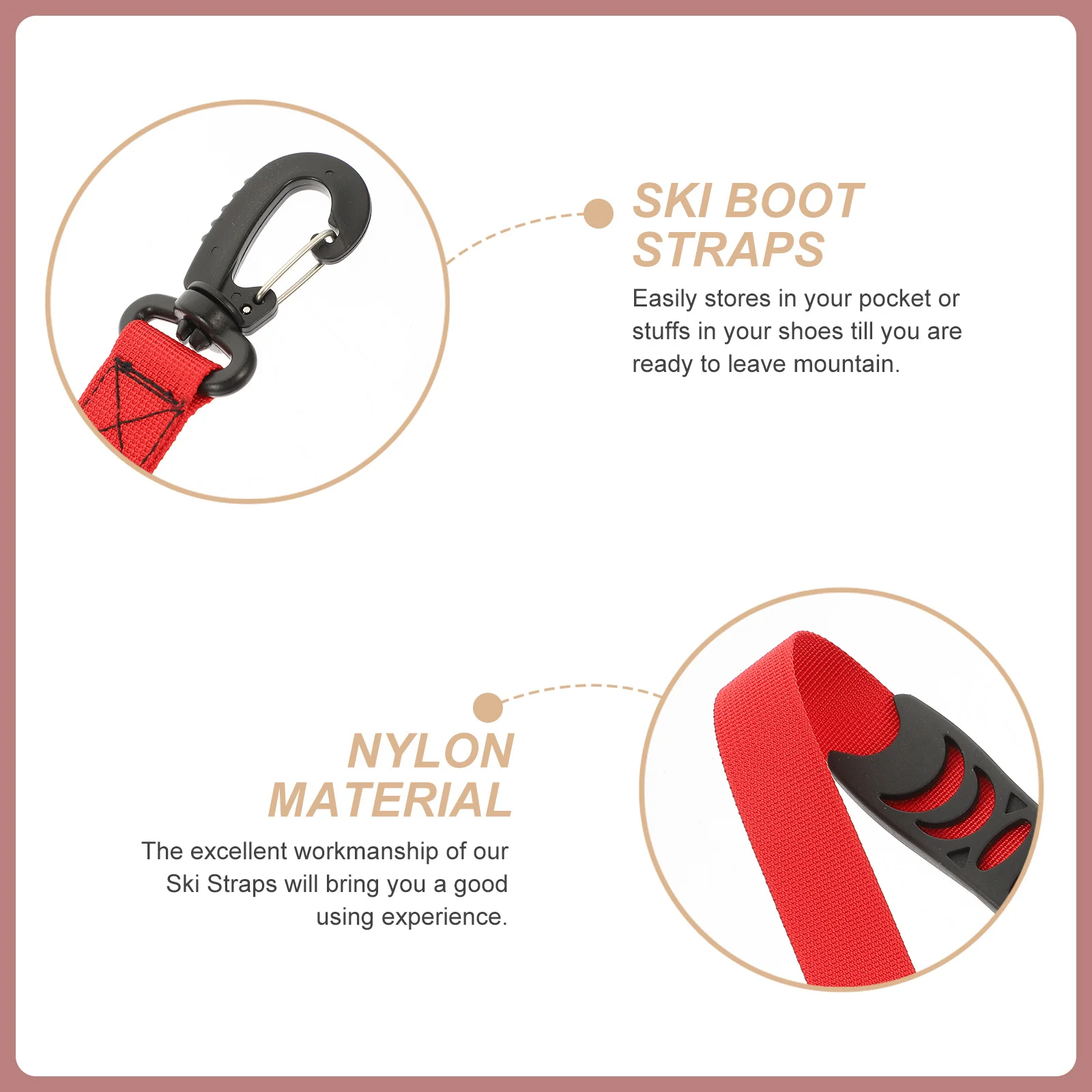 

2Pcs Ski Boot Carrier Strap Premium Wear-Resistant Nylon Portable Design for Easy Carrying Skates Boots Poles Outdoor Slope Use