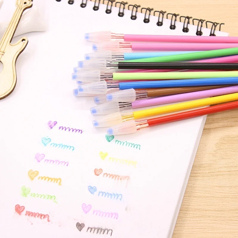 24Pcs Colorful Refils Diamond Head Refill Creative Candy 12 Color Gel Pen Refills 0.38mm Office Stationery School Supplies