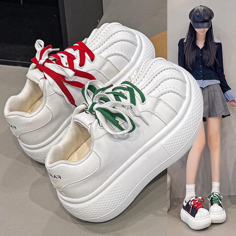 

2026 Thick Soled Height Increasing Casual Board Shoes with Straps, Versatile Casual Shoes, Women's Small Casual Sports Shoes