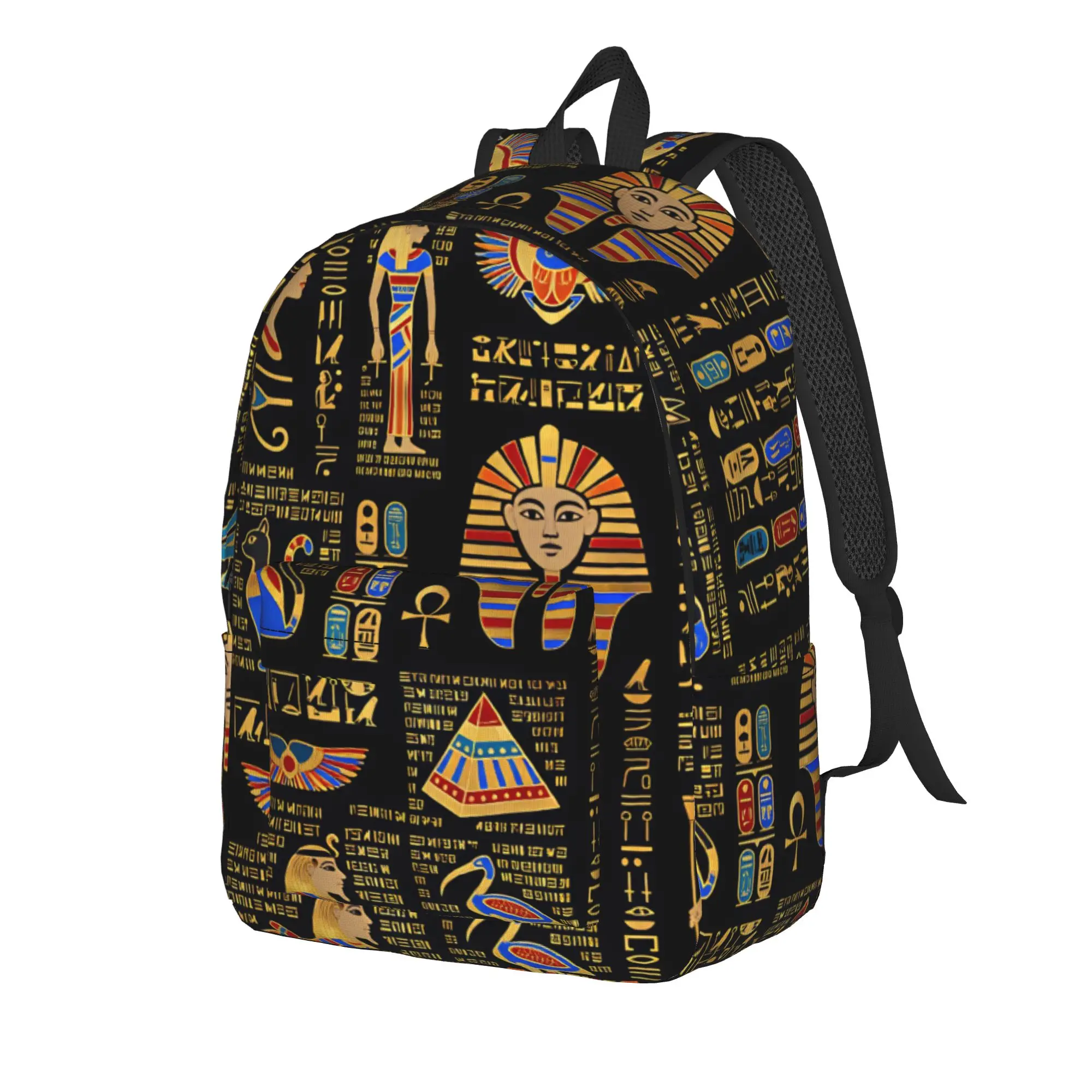 Custom Egyptian Hieroglyphs Deities Backpack Grocery Ancient Egypt Art Boy Cycling Backpacks Large School Bags Rucksack