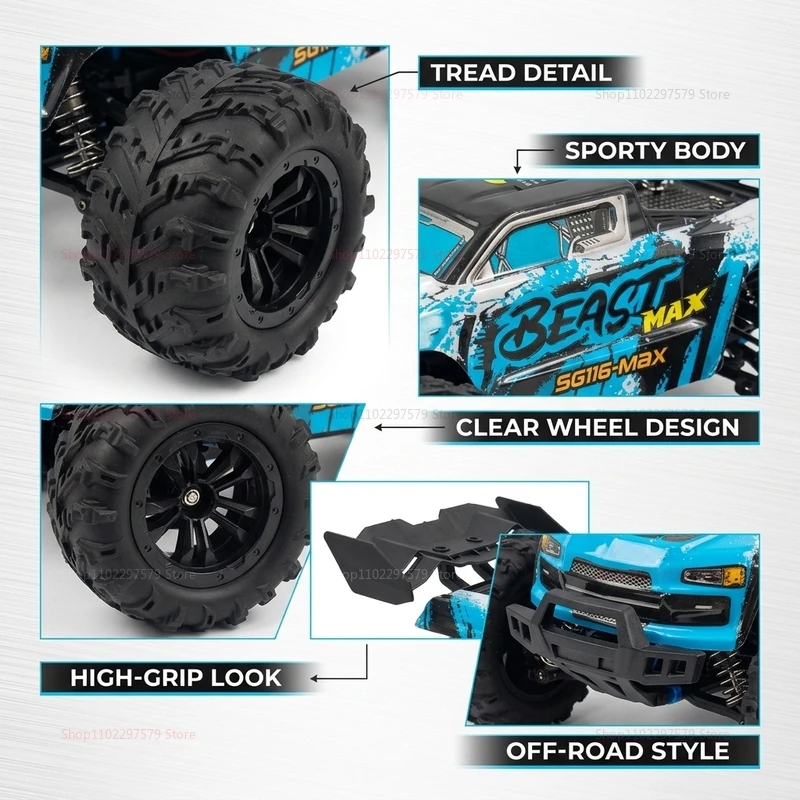 SG116‑MAX/PRO 4WD Remote Control Off‑Road Truck 1:16 Brushless Power 40‑80KM/H High Speed RC Drift Racing Toy Gift for Kid Adult view 2