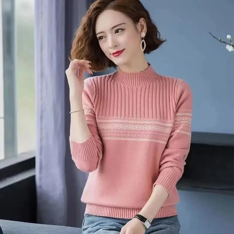 

Turtleneck Sweater Women Fashion 2024 New Stretch Tops Women Knitted Pullovers Long Sleeve Bottoming Knitted Sweater