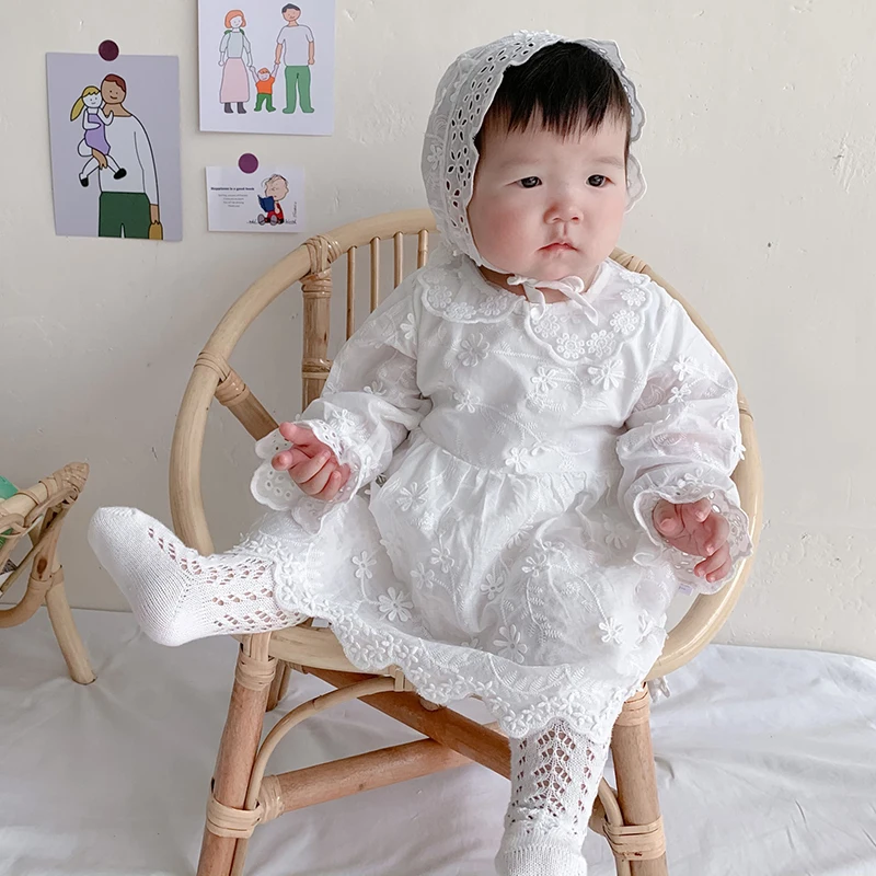 Spring Autumn Infant Kids Baby Girls Long Sleeve Flower Embroidery Jumpsuit Sweet Newborn Baby Girls Clothes Rompers 0-3Yrs