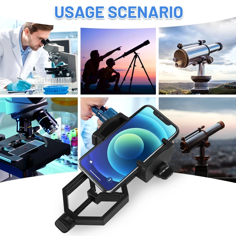 NEW-Universal Cell Phone Adjustable Adapter Mount Microscope Spotting Scope Telescope Clip Bracket Mobile Phone Holder