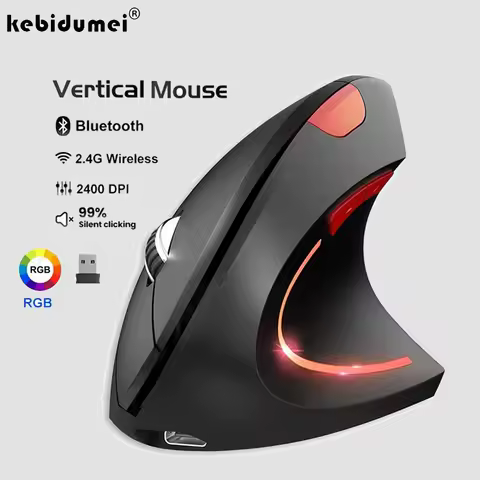 Vertical Mouse Ergonomic Mouse 2.4G Wireless Mouse Dual Mode Bluetooth Mice RGB 1600 DPI Silent Mouse for PC Laptop Desktop