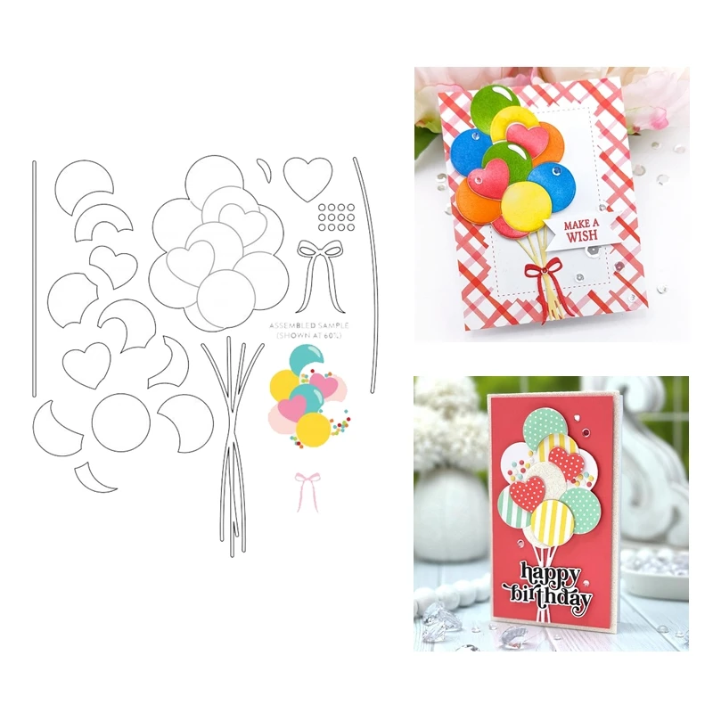 

New August 2023 Balloon Bouquet Festival Decoration Metal Cutting Dies Scrapbooking for Paper Making Frames Card Craft no Stamp