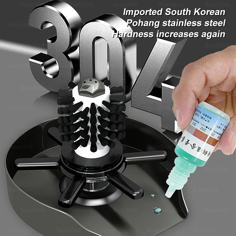 Glass Rinser for Kitchen Sinks Cup Washer Kitchen  Accessories Silver Stainless Steel Brush Cleaning Tools