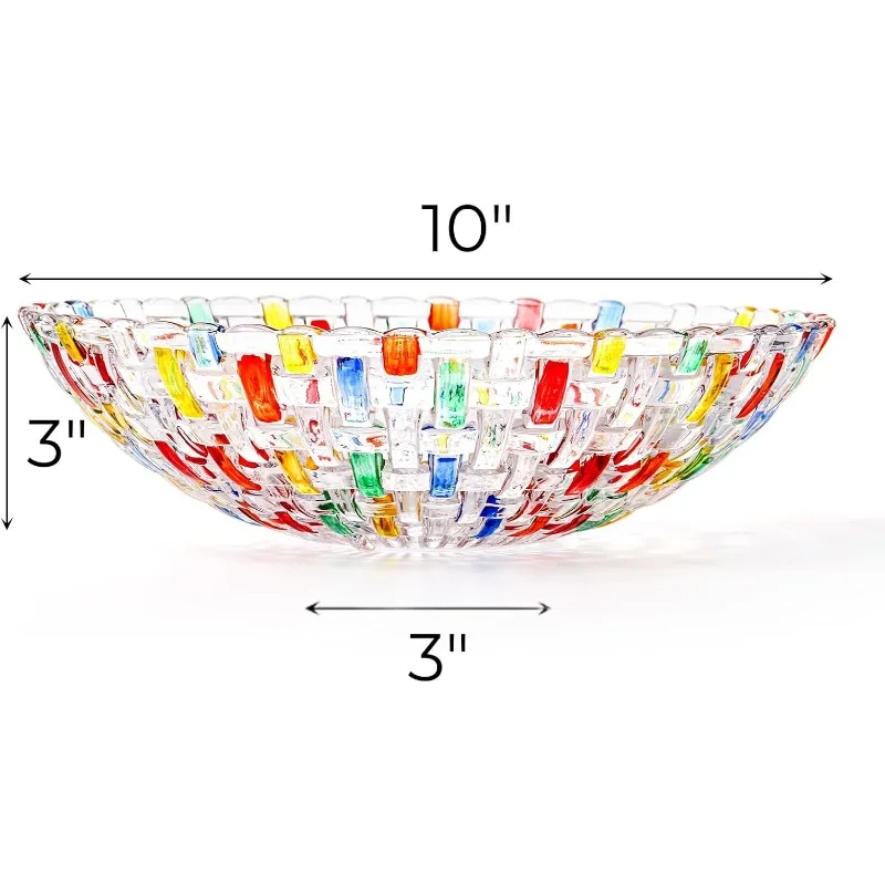 2 Pack Colorful Crystal Glass Fruit Bowls, 10