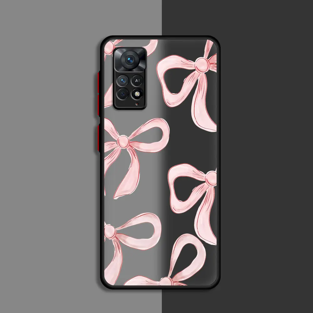 Custodia per telefono TPU con fiocco rosa per Xiaomi Redmi Note 10 Pro 9 12S 12 13 Pro 11 Pro 11T 9T 11S 10S 9S 5G 11 12 Pro Plus Cover Matte