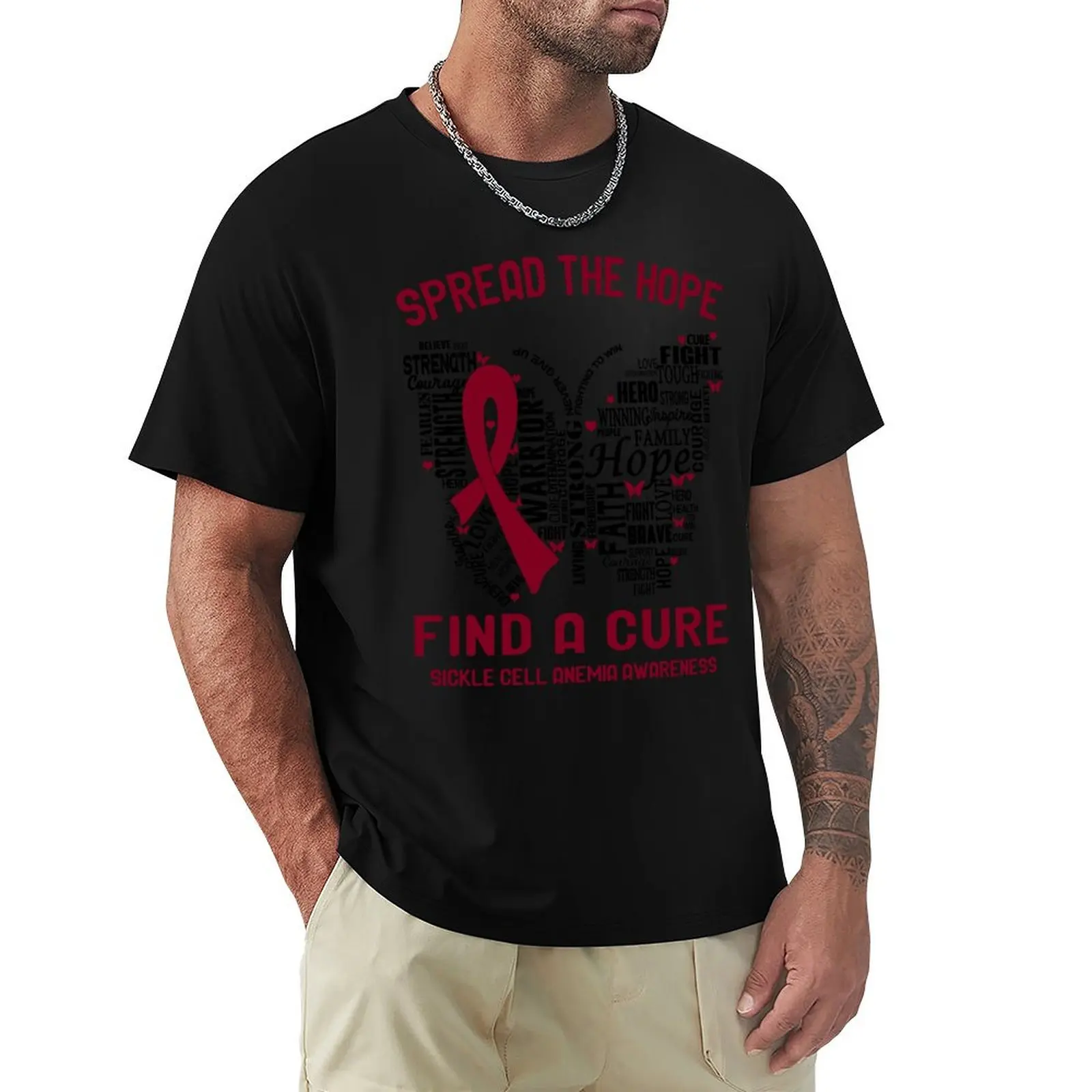 

Sickle Cell Anemia Awareness - Spread The Hope Find A Cure T-Shirt All Weather Casual Short Sleeve