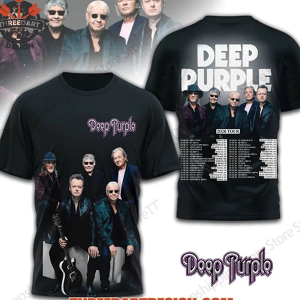 New Heavy Metal Rock Band Deep Purple 2026 Tour 3D Print T-shirt Men Women Fashion Hip Hop Short Sleeve Tops Tees Oversized Y2k