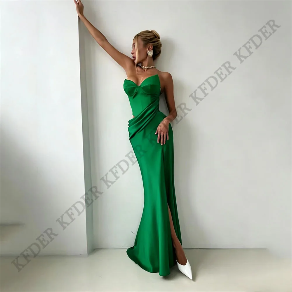 Green Customized Mermaid Sweetheart Evening Dresses Satin  Floor-length Sleeveless Seaside Dresses Vestidos De Fiesta 2026