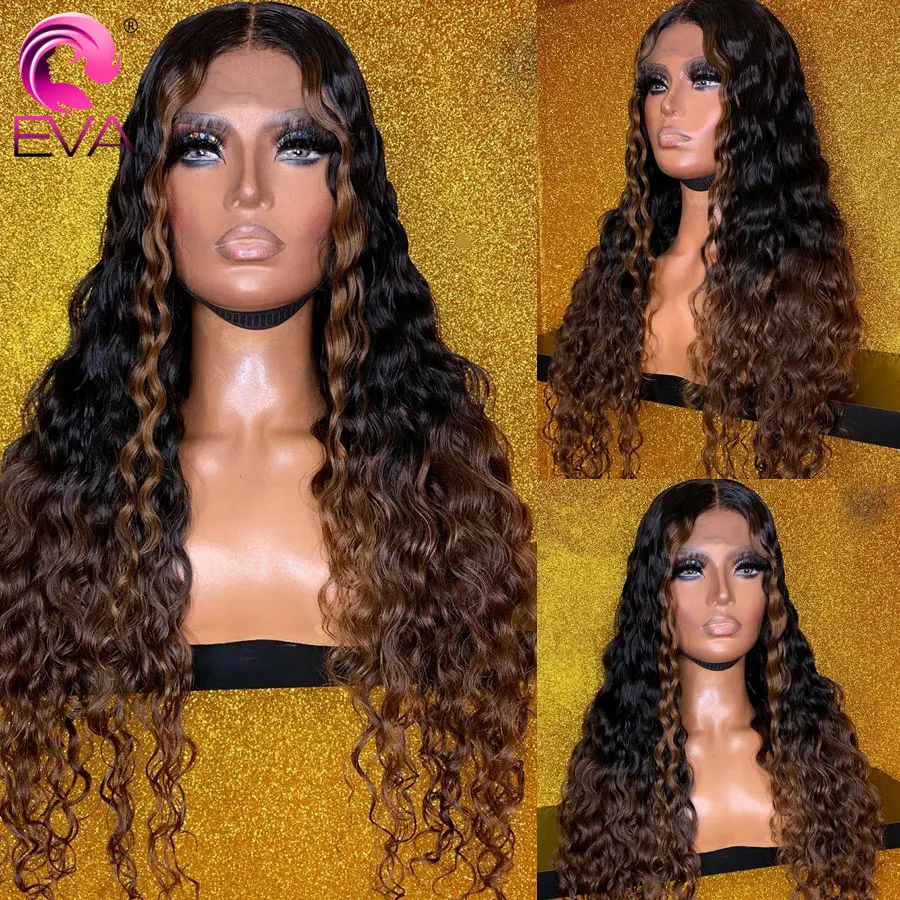 

Eva Hair 2x6 HD Lace Closure Wig Highlight Colored Human Hair Wigs Invisible HD Lace Melt Skins Deep Part HD Lace Wigs For Women