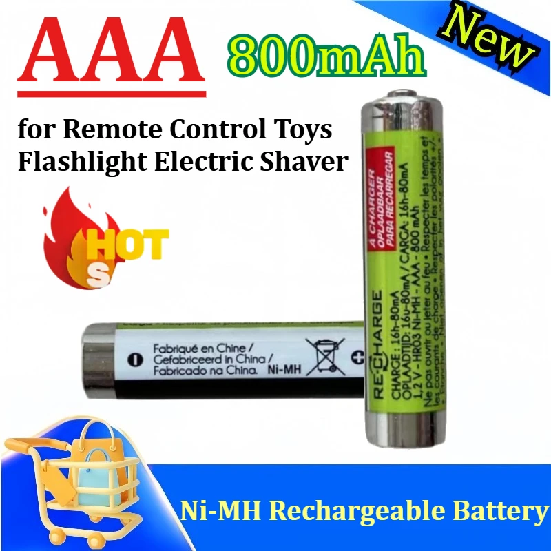 AAA 800mAh Ni-MH Rechargeable Battery for Remote Control Toys Flashlight Electric Shaver