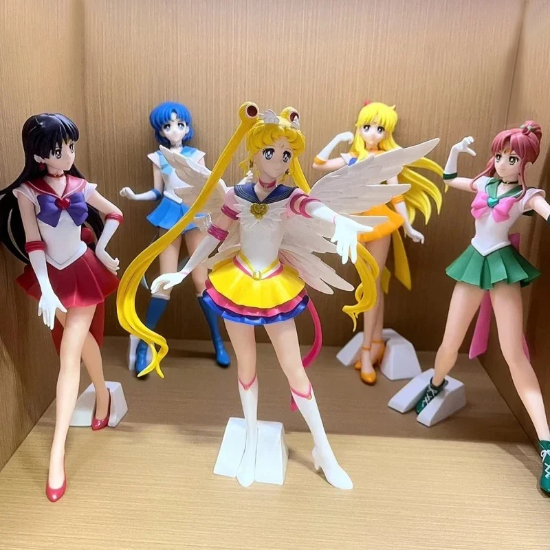 Cute Sailor Moon Anime Figure Kawaii Sailor Saturn Mars Mercury Jupiter Venus Action Figurine Collectible Kids Toys Model Gifts