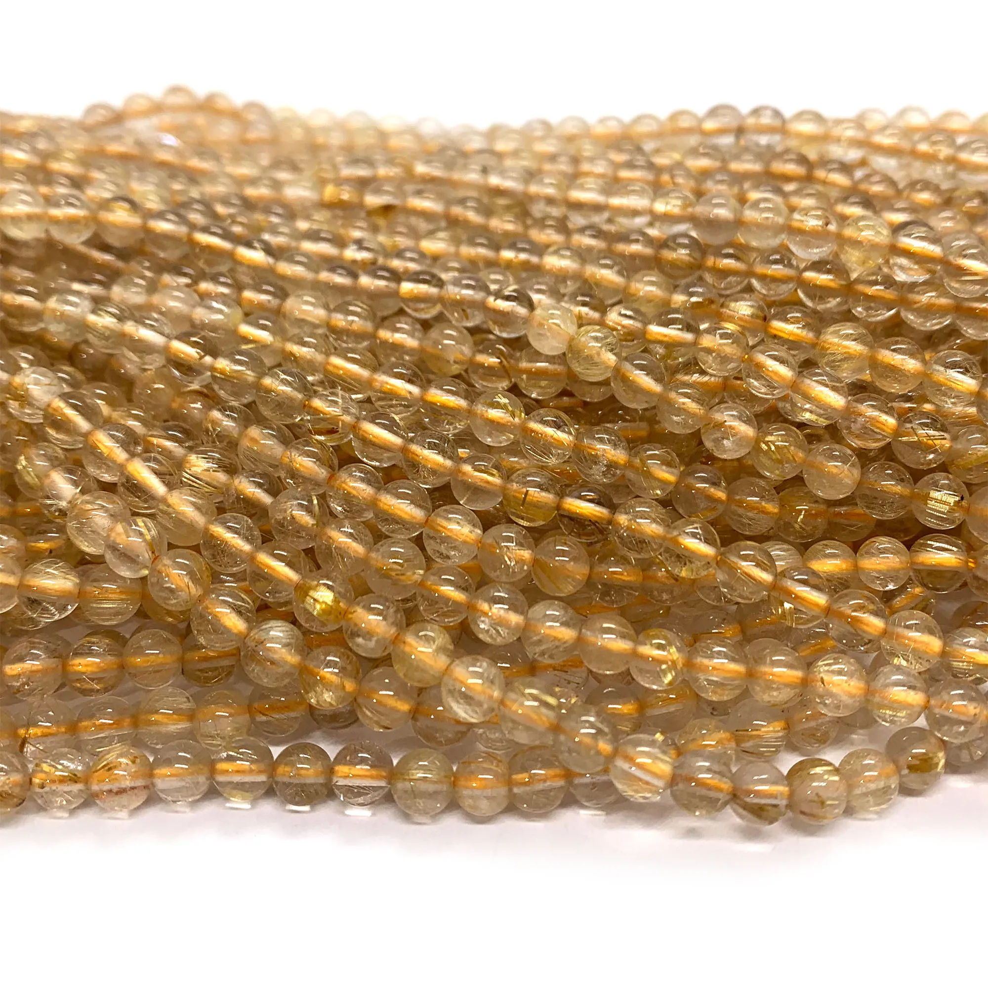 

Veemake Natural Yellow Gold Hair Rutilated Needle Quartz Round Loose Beads For Jewelry Making 08600