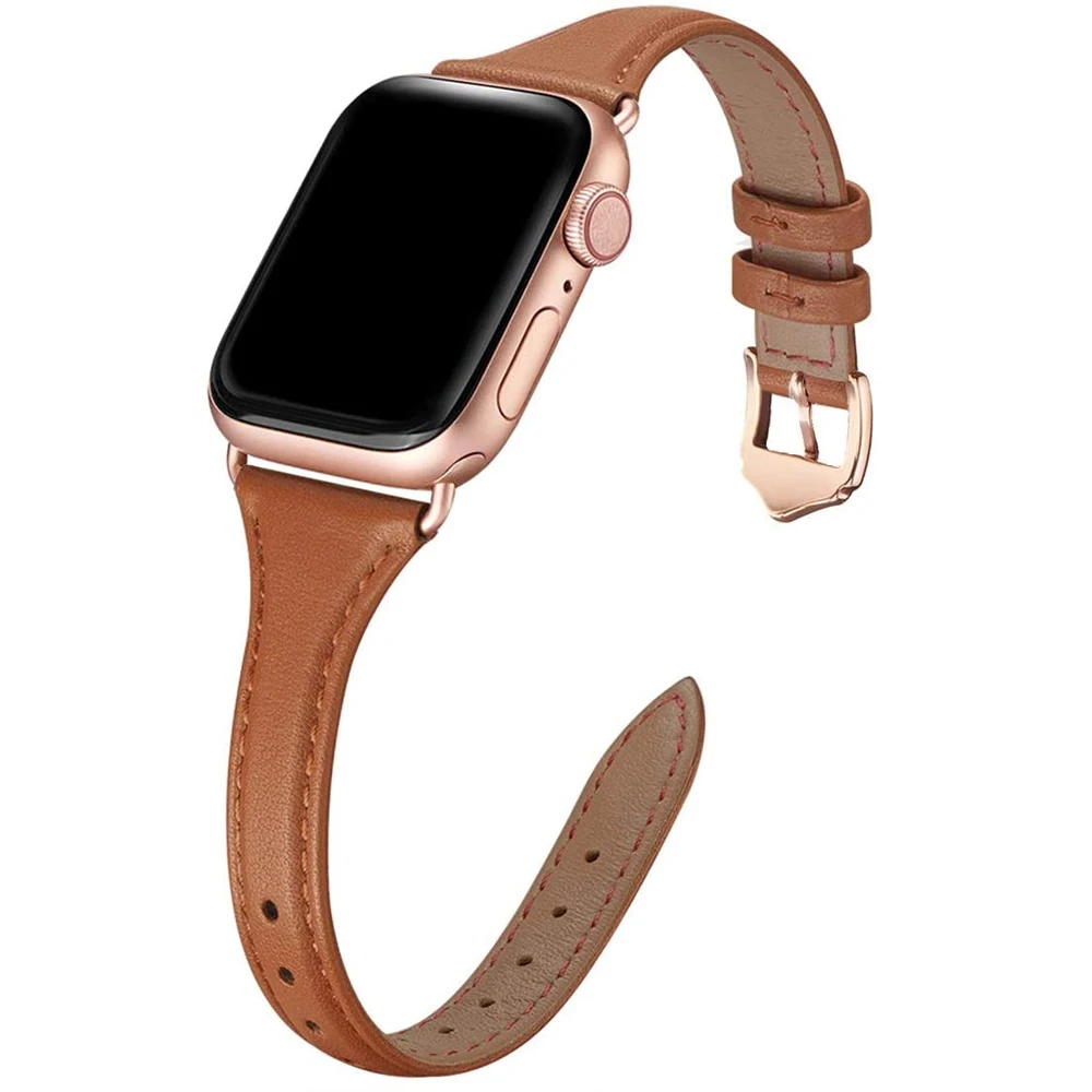 Pulseira de couro magro colorido para apple watch 8 se 7/6/5/4 38mm 40mm 41mm pulseira loop cinta 42mm 44mm 45mm faixa de pulso