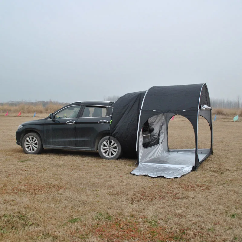 Imagem -04 - Suv Car Rear Extension Tent Acampamento ao ar Livre Multipurpose Grande Espaço Oxford Prata Revestido Passeio Impermeável Armazenamento de Bicicletas Preto