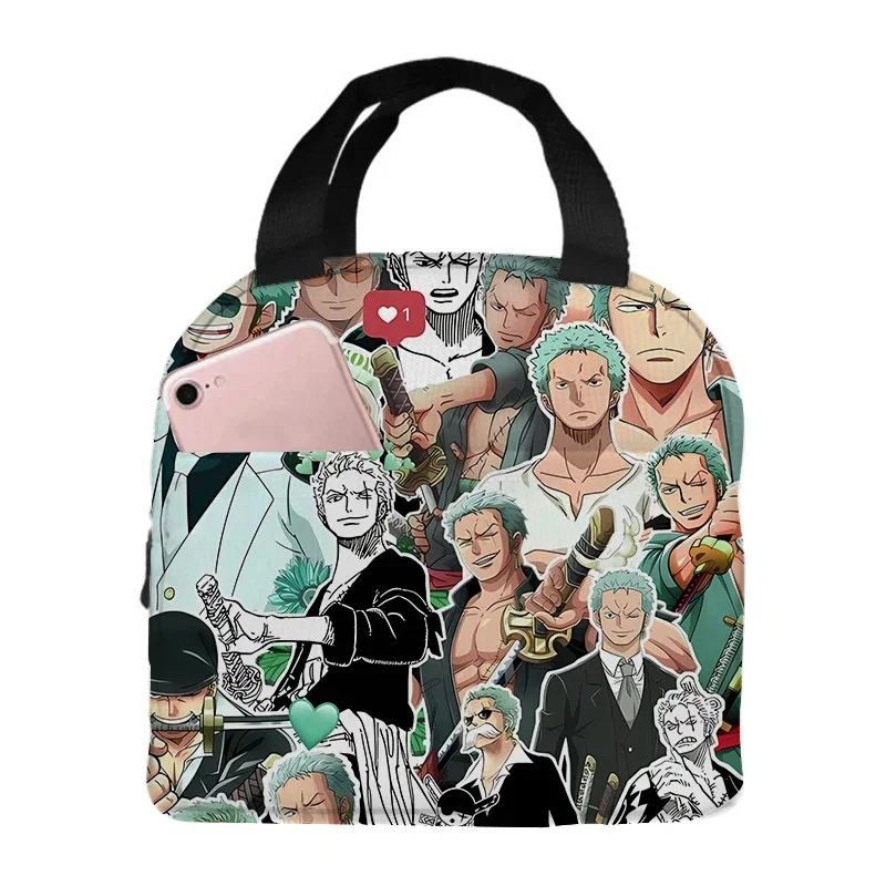 One Piece Lunch Bags Cartoon Luffy Aluminum Foil Rice Bag Meal Ice Box Pack Anime Students Bento Lunch Handbags New Kids Gift