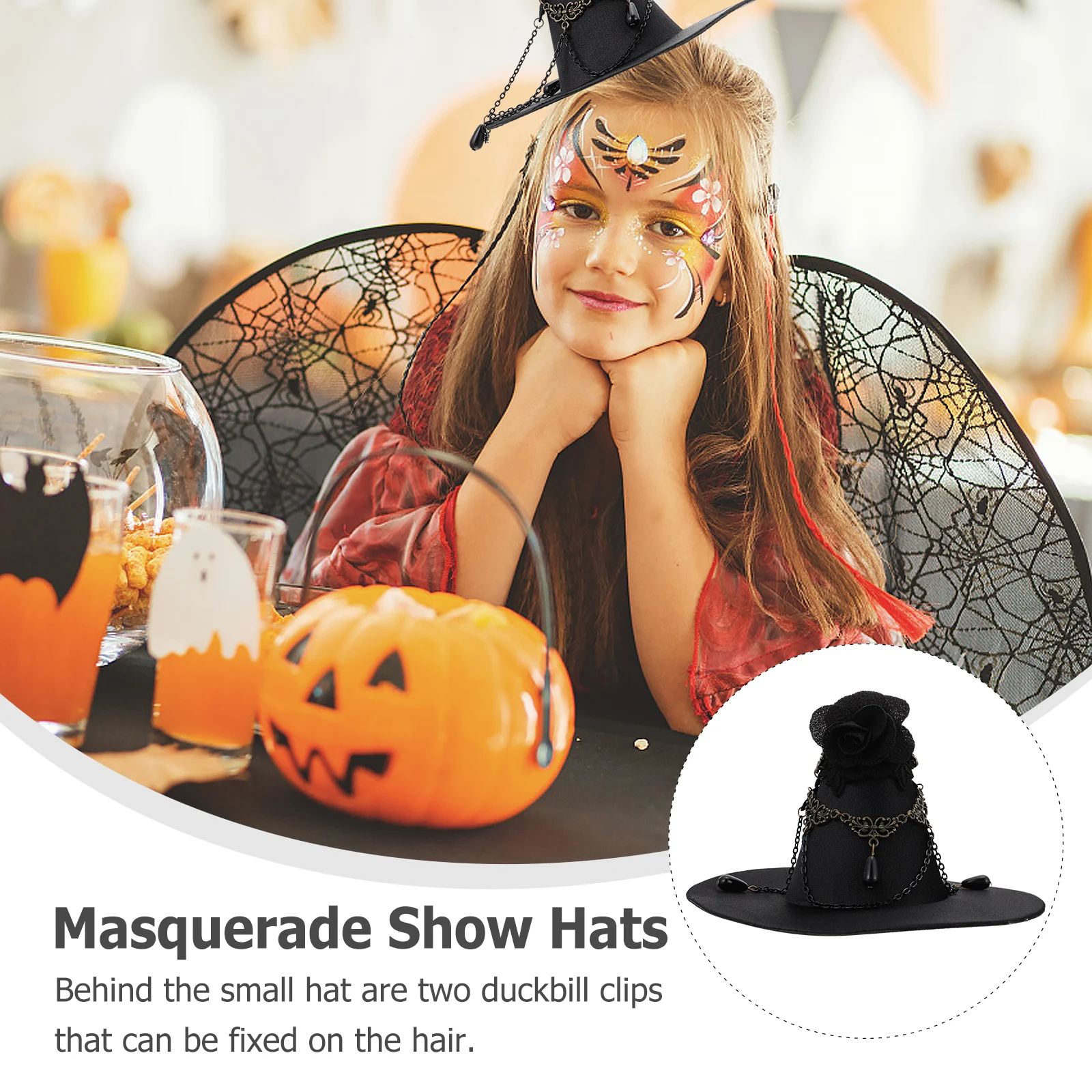 

Satin Witch Hat Clip Cap Halloween Costume Accessories Prom Party Headdresses Durable Wizard Hats Photo Props Masquerade