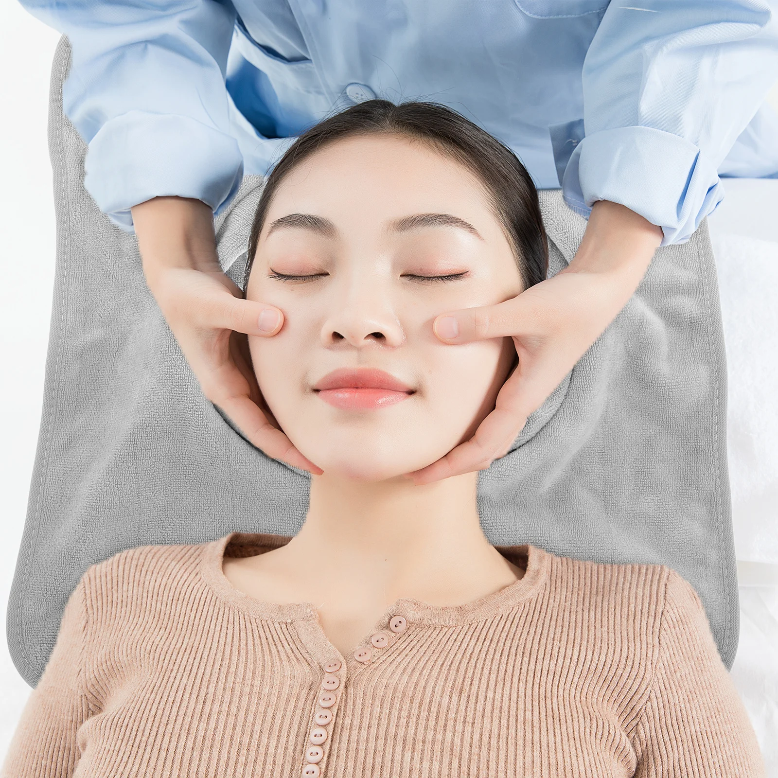 

2 шт. массажные полотенца, мягкие удобные многоразовые крышки для лица, спа-салон, массажные полотенца для кровати для домашнего использования