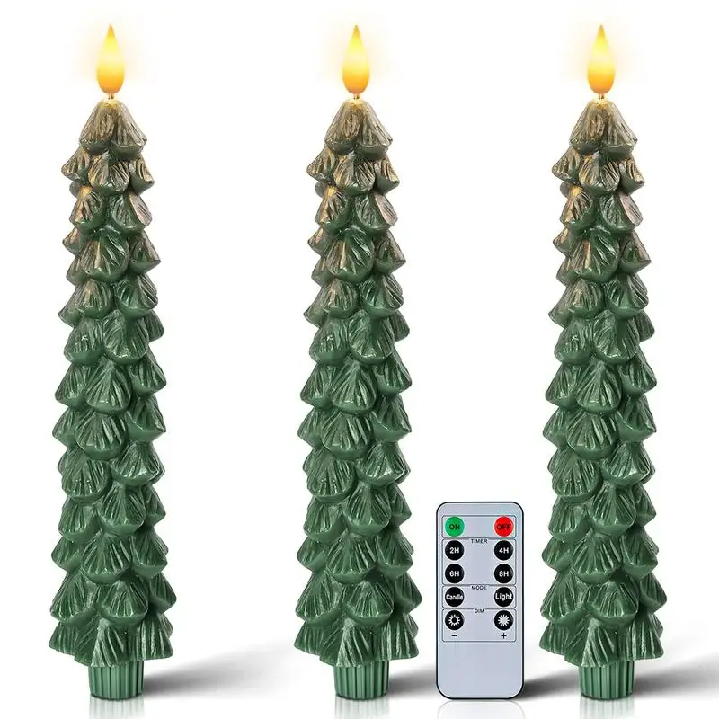 Christmas Tree Candles，Christmas gift，Flameless Taper Candles for Christmas Trees, Real Wax LED Battery Operated with Warm Wick