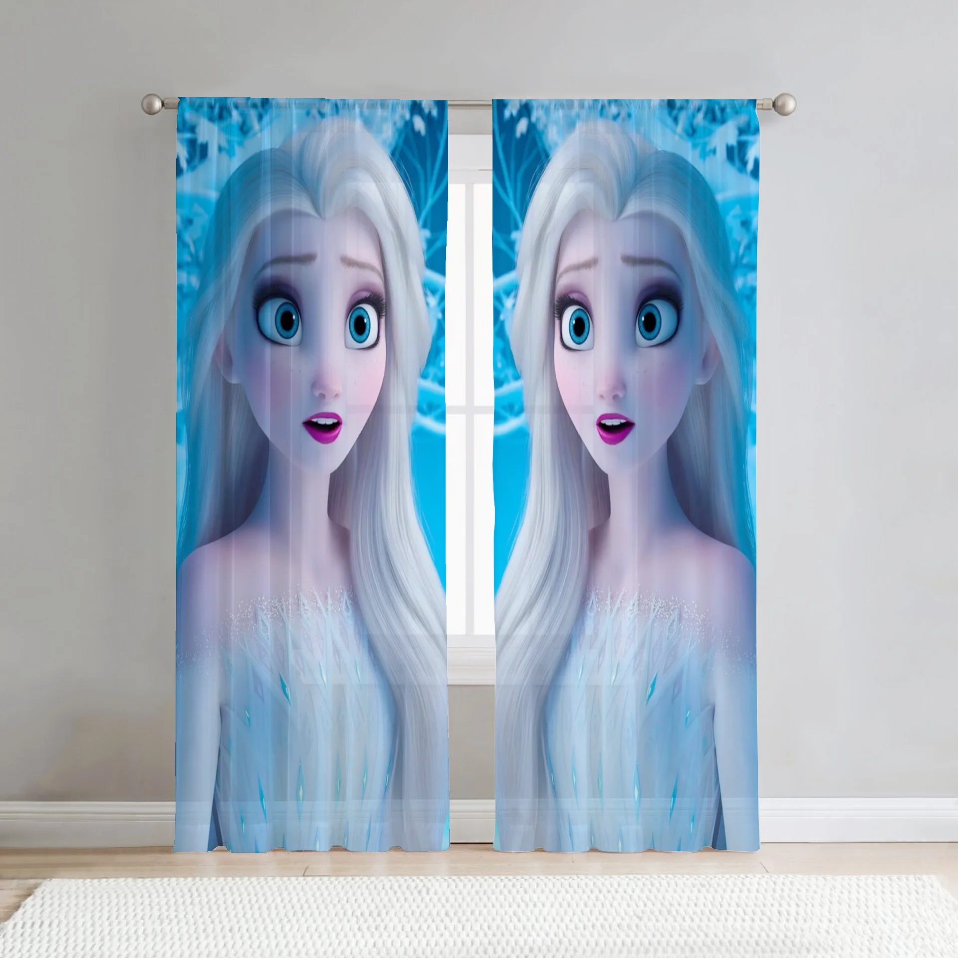 

Princess Elsa Curtains 3d Printed for Living Room Bedroom Anime Blackout Curtains Home Decor Cartoon Cute Luxury Polyester