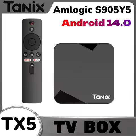 Original Tanix TX5 Android14 TV Box Amlogic S905Y5 Quad Core 16/32/64GB AV1 BT5 2.4G&amp;5G Wifi 4K HD Set Top Box Home Media Player
