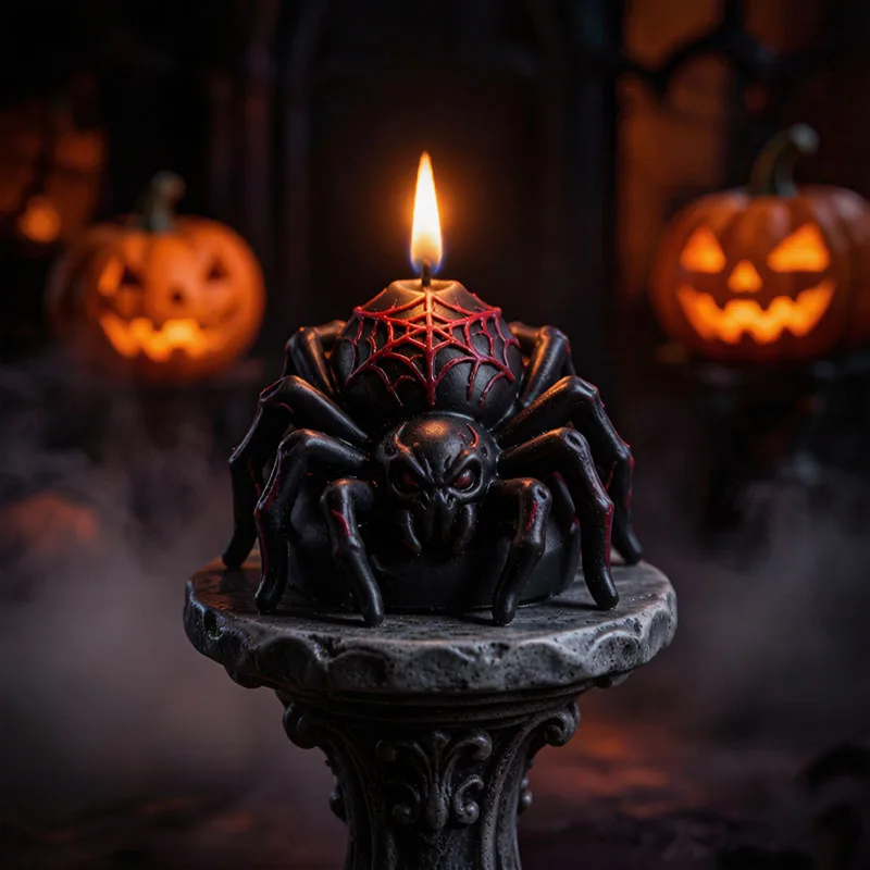 Halloween Spider Web 3D Spider-Shaped Candle and Incense Making Silicone Mold, Handmade Dark Horror Festival Scented Candle Plaster Resin Ornament DIY Mold