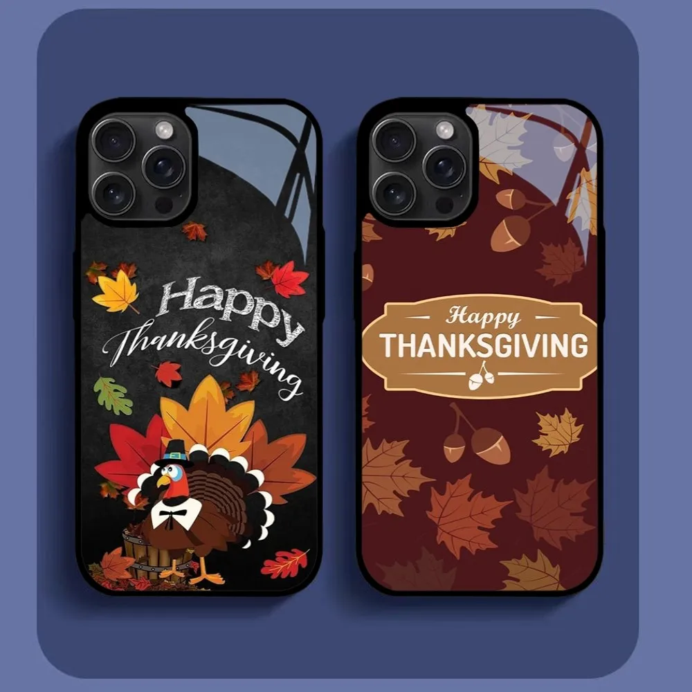 2024 Happy Turkey Day Thanksgiving Day Phone Case For IPhone16 15 14 13 12 11 Pro Xs Max Mini XR X 7 8 Plus Luxury Mirror Hard