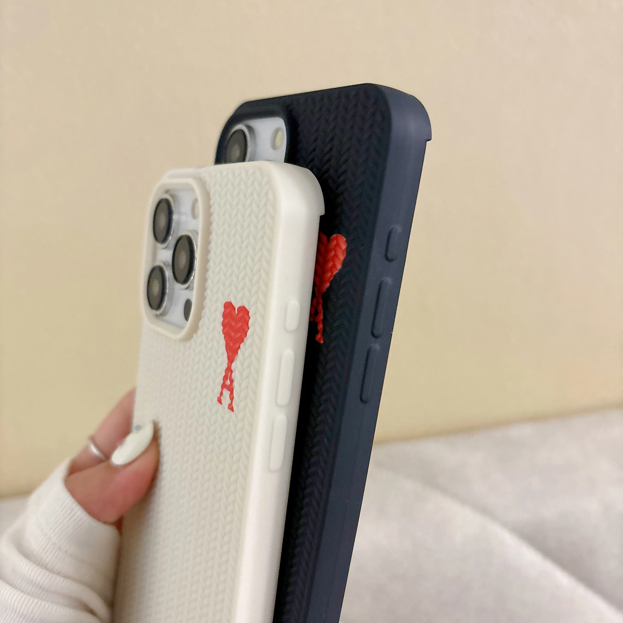 Cute heart-shaped soft phone case suitable For iPhone 11 12 13 14 15 16 Pro Plus Max shock absorption and anti drop Phone cover