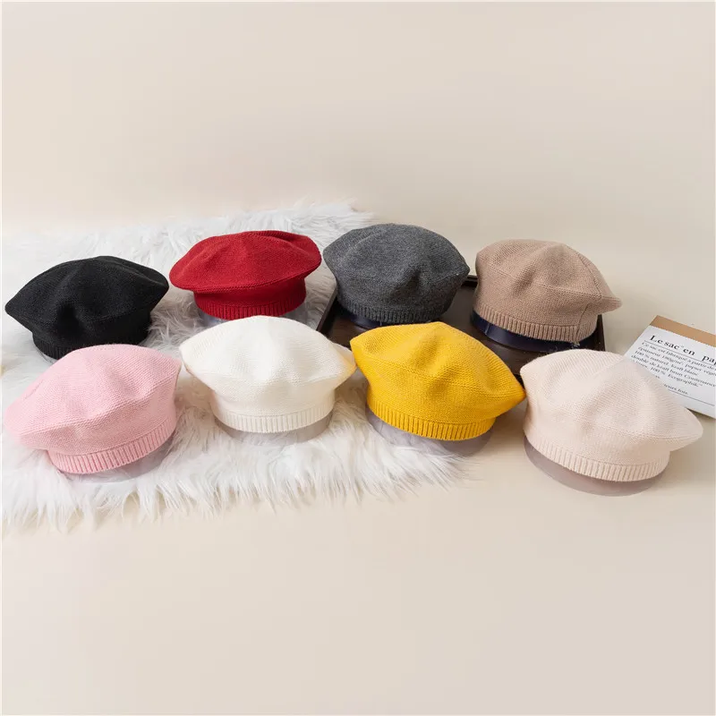 Winter Autumn Baby Girls Warm Solid Knitted Hats Children Beret Beanie Hat Casual Hat Soft Comfortable Kids Bonnet For 2-8Years