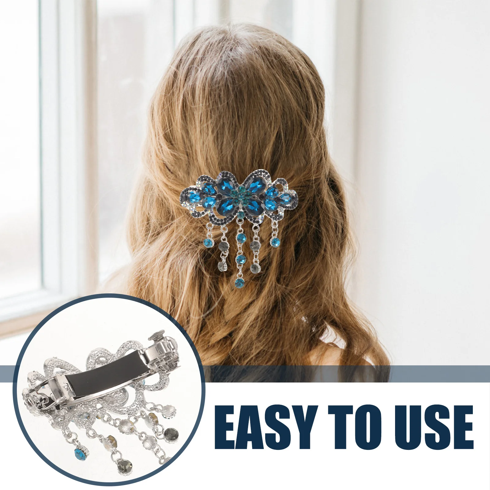 

Wedding Hair Clip Rhinestone Flower Barrette Spring Hairpin Bridal Hair Grip Styling Clamp for Special Occasions