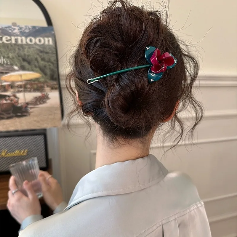 

Korean-Style Acetate Floral Frog Clip for Women Back-of-Head Contrast Color Hair Clip Sweet & Elegant Hair Accessory