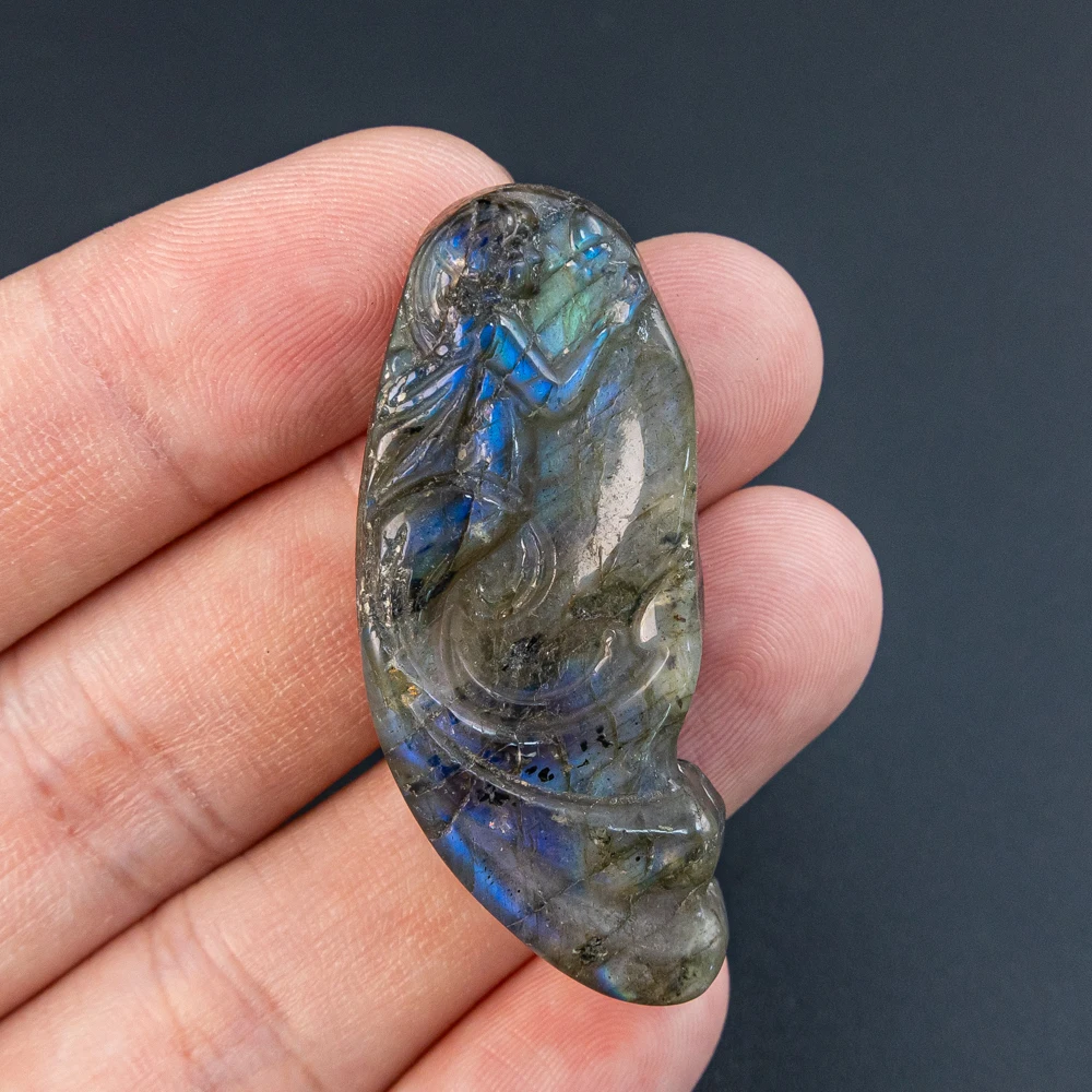 

Натуральный флэш-лабрадорит, кулон с драгоценным камнем, качество ААА, ручная резьба, недериды для изготовления ювелирных изделий, аксессуары для ожерелья «сделай сам», 49X20X9 мм