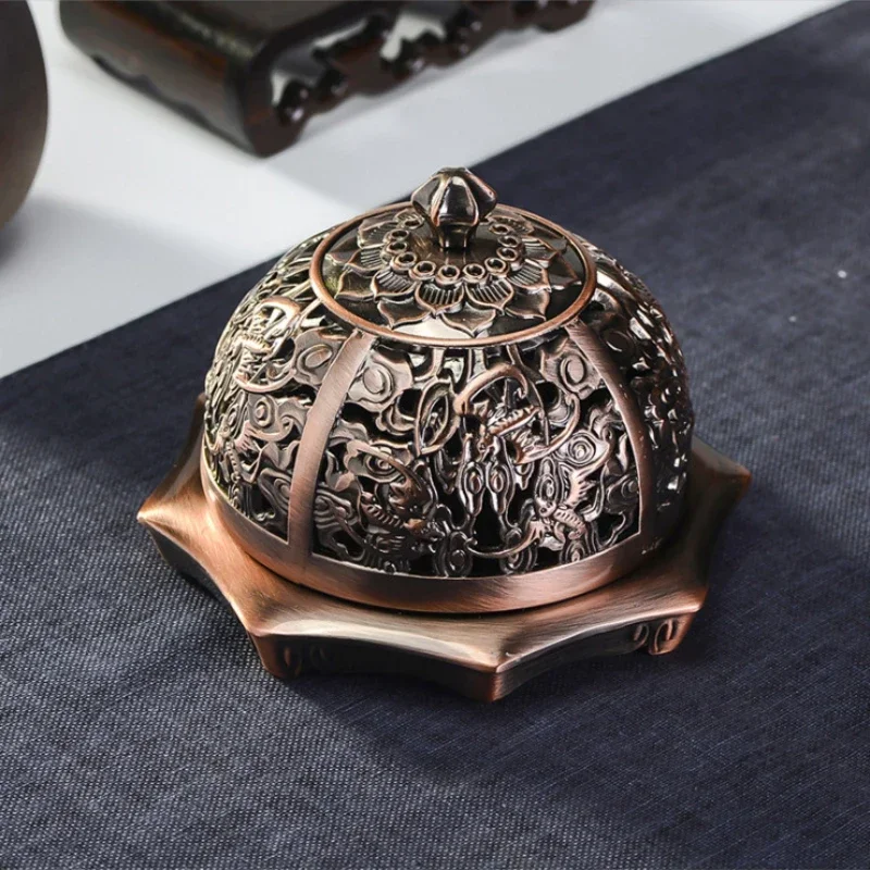 

Imitation Copper Crafts Plate Incense Burner Household Decoration Offering Buddha Sandalwood Classical Indoor Incense Burner