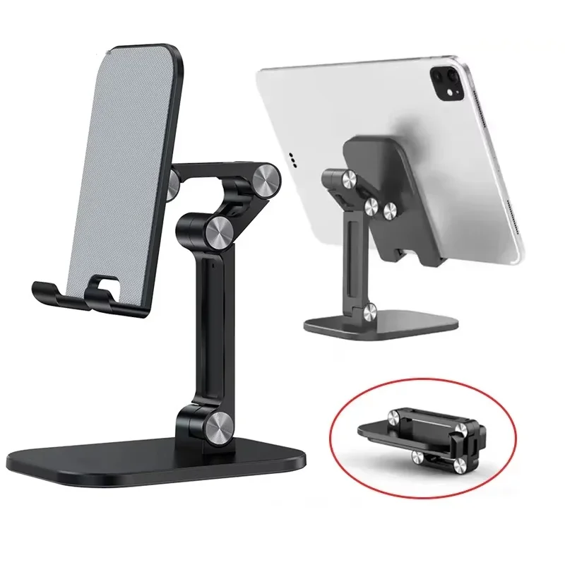 Suporte de telefone celular de mesa dobrável de três seções para iPhone Samsung iPad Tablet Suporte de suporte móvel de mesa flexível ajustável