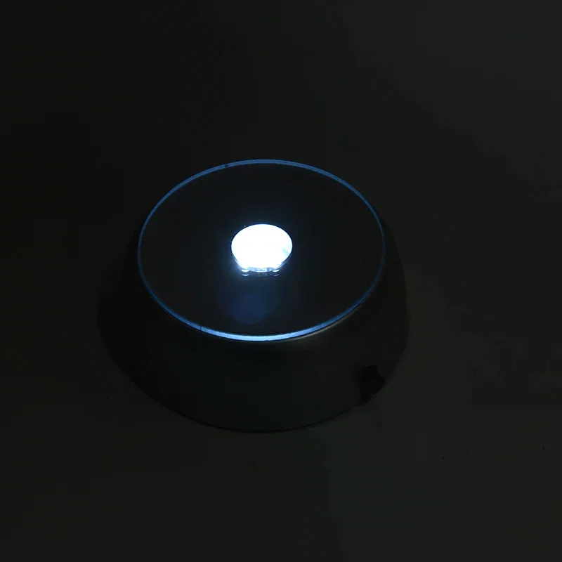 1pc 4 LEDs Luminous Base Light Crystal Glass Display Colorful Round Stand Base