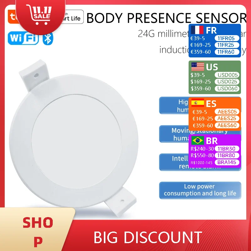 

Tuya WiFi Smart Motion Sensor Light 24G 220V Human Presence Sensor Smartlife APP Work with Alexa Home Assistant Ceiling PIR Hub