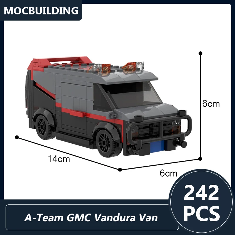 A-team gmc vandura van-ビルディングブロック,DIYビルディングブロック,組み立てレンガ,自動車,教育用ディスプレイおもちゃ,クリスマスプレゼント,242個