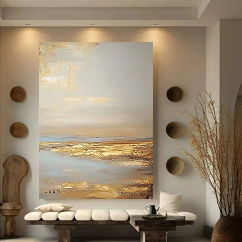 

100% hand drawn gold abstract oil painting original wall painting home living room decoration paint interior aesthetics