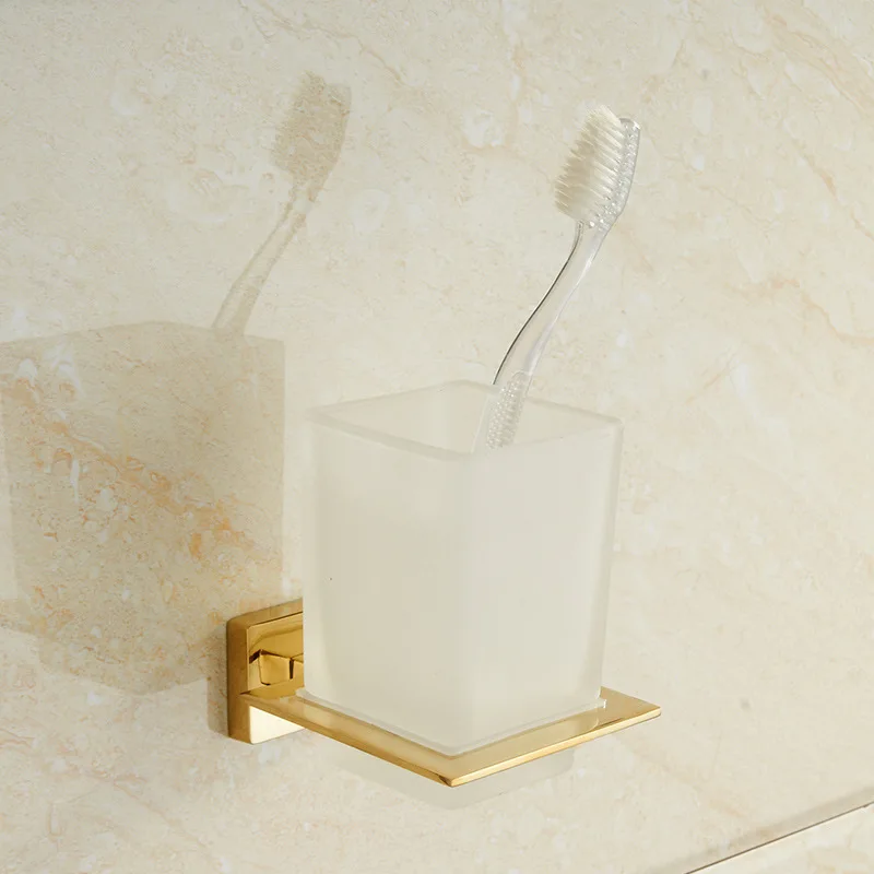 Vidric Bath toothbrush holder Zinc white gold toothbrush cup mouth single cup holder shelf