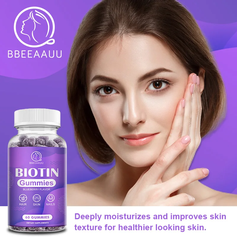 BBEEAAUU Biotin Gummies Biotin for Hair Growth Thicker Hair Support Skin and Nail Health Beauty Health Increase Collagen Protein