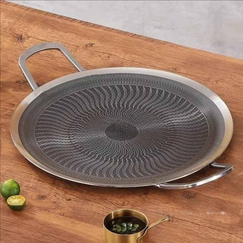

[316L barbecue pan] 316L stainless steel barbecue pan non-stick pan barbecue pan gas stove open flame universal outdoor dew