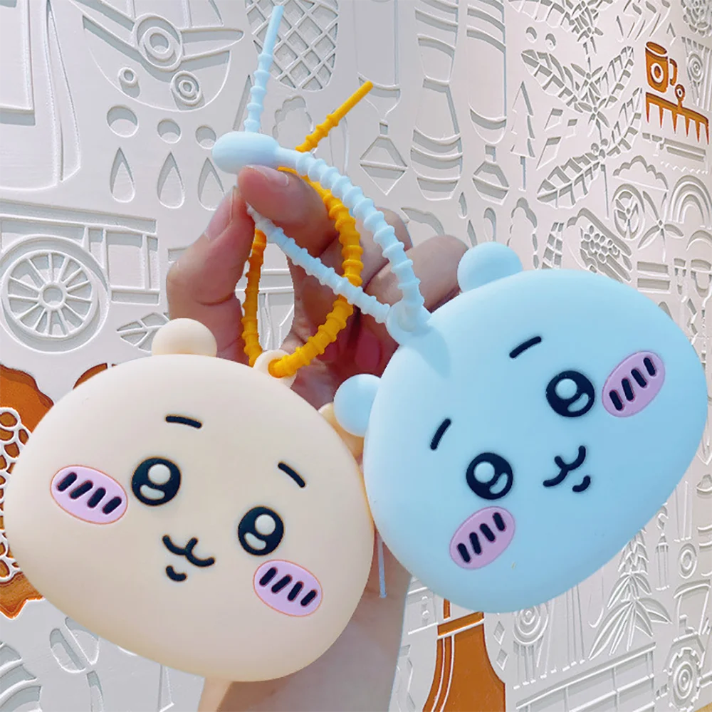 

Cartoon Chiikawa Wallet with Zipper for Women Hachiware Usagi Coin Purse Silicone Organizer Pouch Earphone Bags Girls Gifts