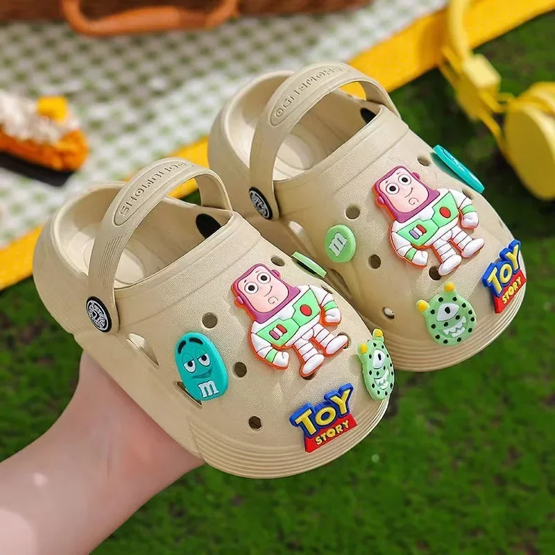 2024 Summer Kids Sandals  Children\'s Shoes Slippers Soft Anti-Skid Cartoon DIY Design Hole Baby Shoes Sandy Beach For Boys Girls