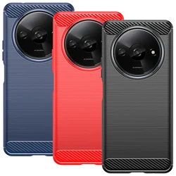 Phone Cover Casing For Redmi A3 4G Carbon Fiber Brushed Rubber Case Rugger Armor Anti-Shock TPU Soft Case For Redmi A3