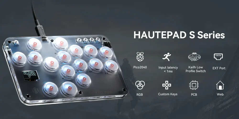 Haute42 Arcade Joystick Hitbox Leverless Controller Fight Sticks For PC / Ps4 /Switch Mini Hitbox Fighting Game Arcade Stick