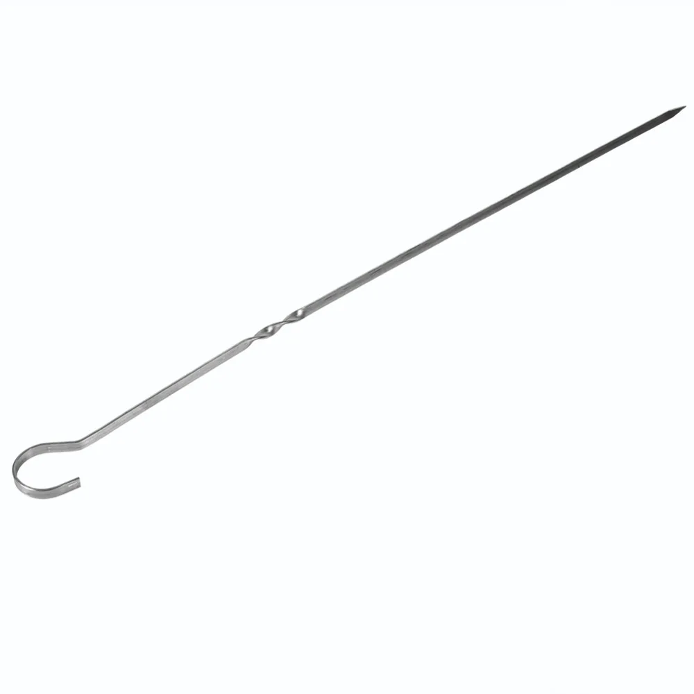

12PCS Stainless Steel BBQ Skewers Flat Blade Hooked Handle Kabob Sticks Rust Resistant Pointed Tip Grill Skewers